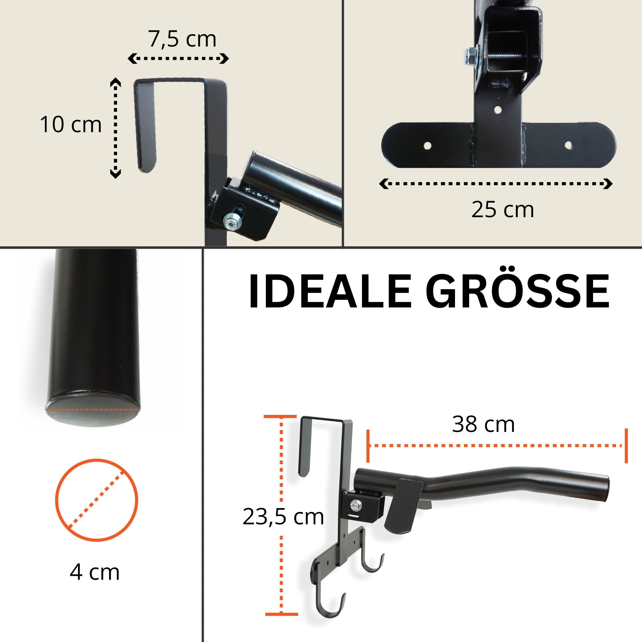 Sattelhalter klappbar zum Einhängen in schwarz